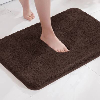 Large 2 Piece Brown Microfiber Soft Thick Plush Bath Mat Set