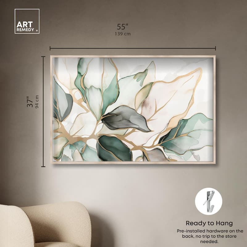 Golden Veined Leaves II Shadowbox by Art Remedy