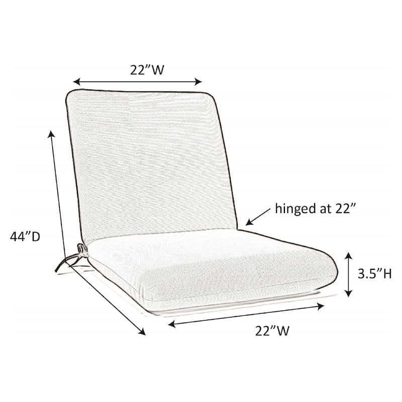 Casual Cushion Solid 1-Piece Outdoor Club Chair Cushion, 22"W x 44"L