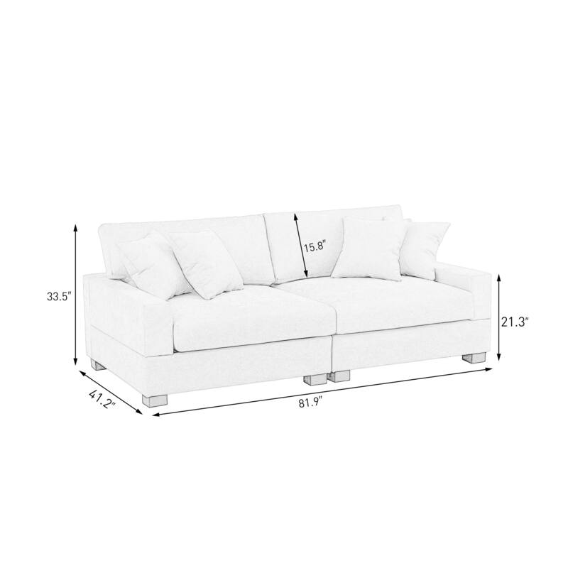 Modern Upholstered Chenille Modular Sectional Sofa with Pillow