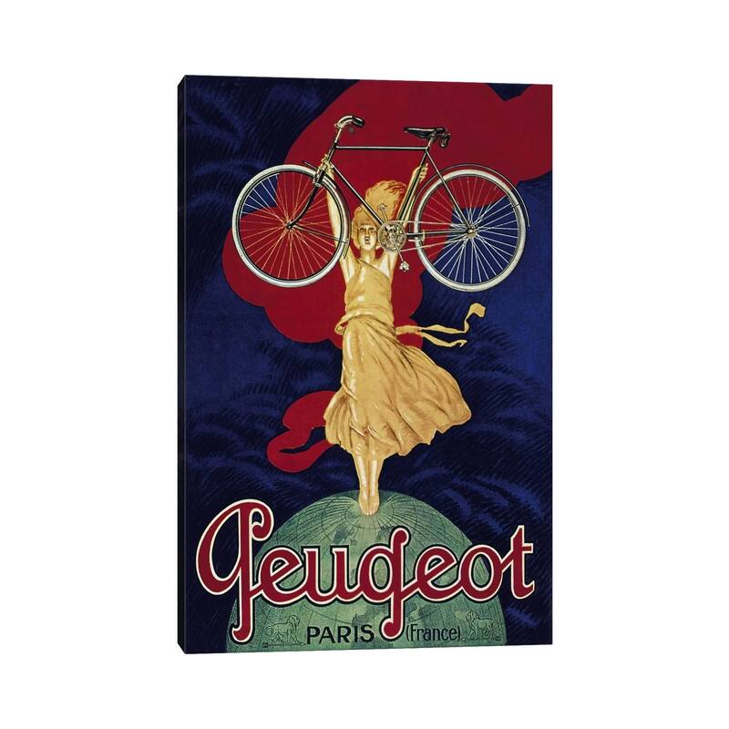 iCanvas "Peugeot Bicycle Advertising Vintage Poster" by Unknown Artist Canvas Print
