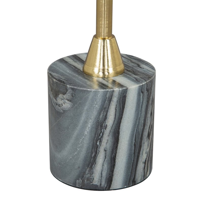 HomeRoots 22" Gold Gray And White Marble And Iron Round Pedestal End Table - 10' X '22' X '10