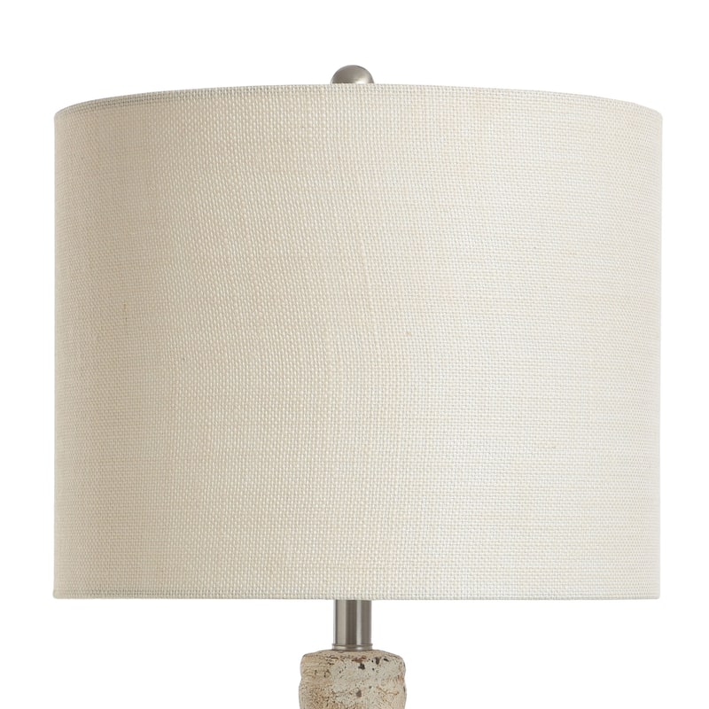 StyleCraft Olney Textured Concrete Table Lamp with Off-White Linen Drum Shade
