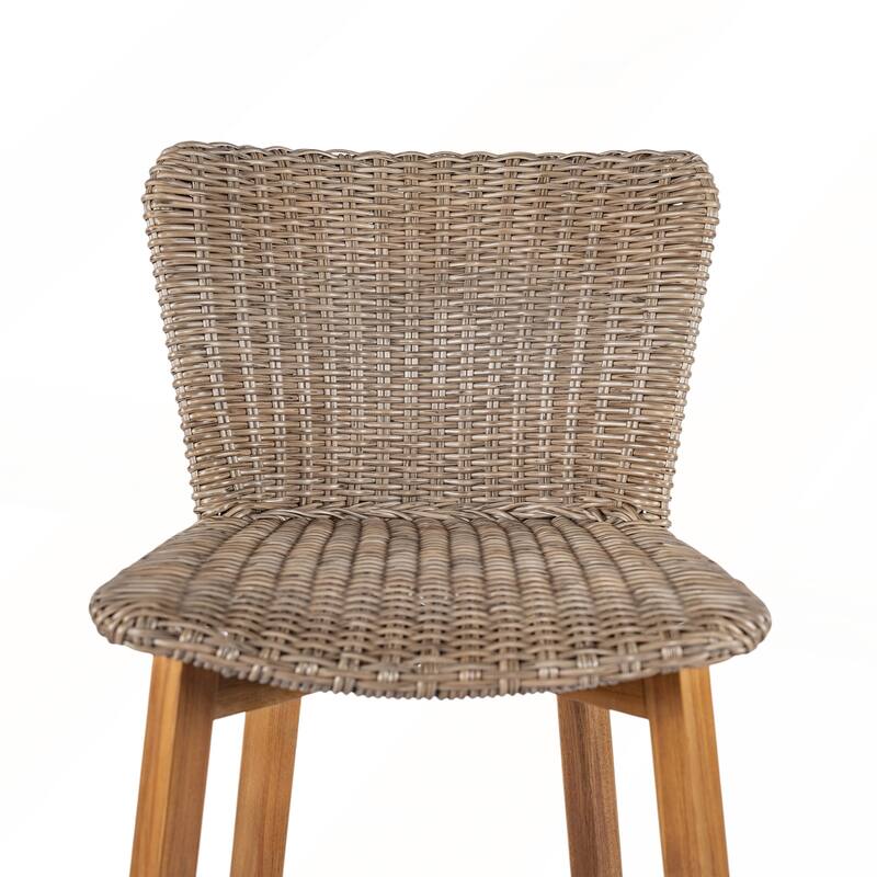 Outdoor Bar Stool with Wicker Set of 2