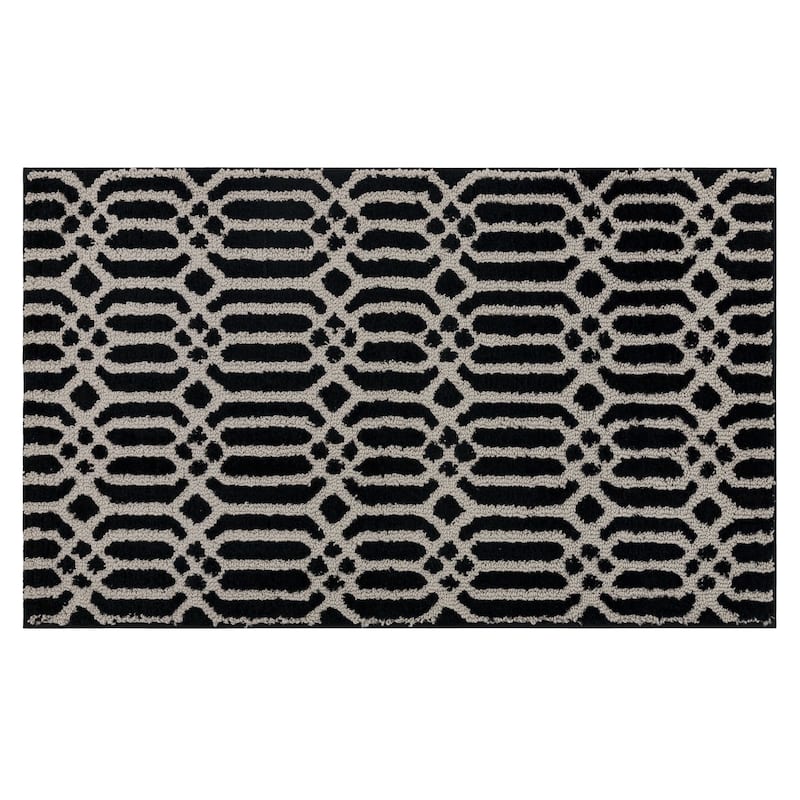 Mohawk Home Linkage Machine Washable Bath Mat - 1' 8" x 2' 10" - Black  Flint Linkage