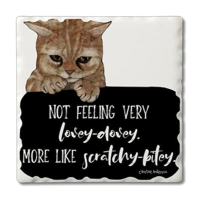 Counterart Absorbent Stone Coasters - Scratchey-Bitey - Set of 4 - 4x4x1.529