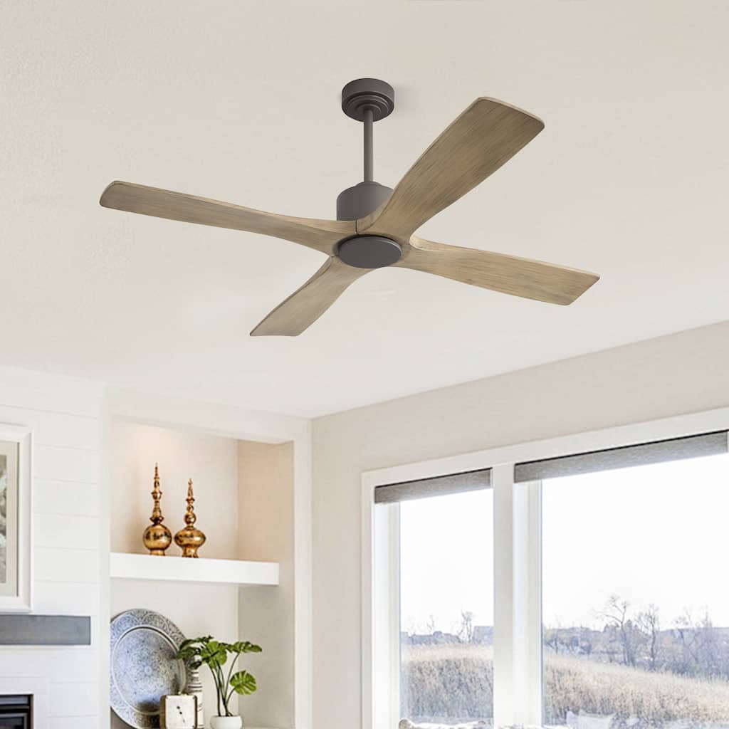 MLiAN 48" DC Motor Indoor Ceiling Fan, 4 Solid Wood Blades...