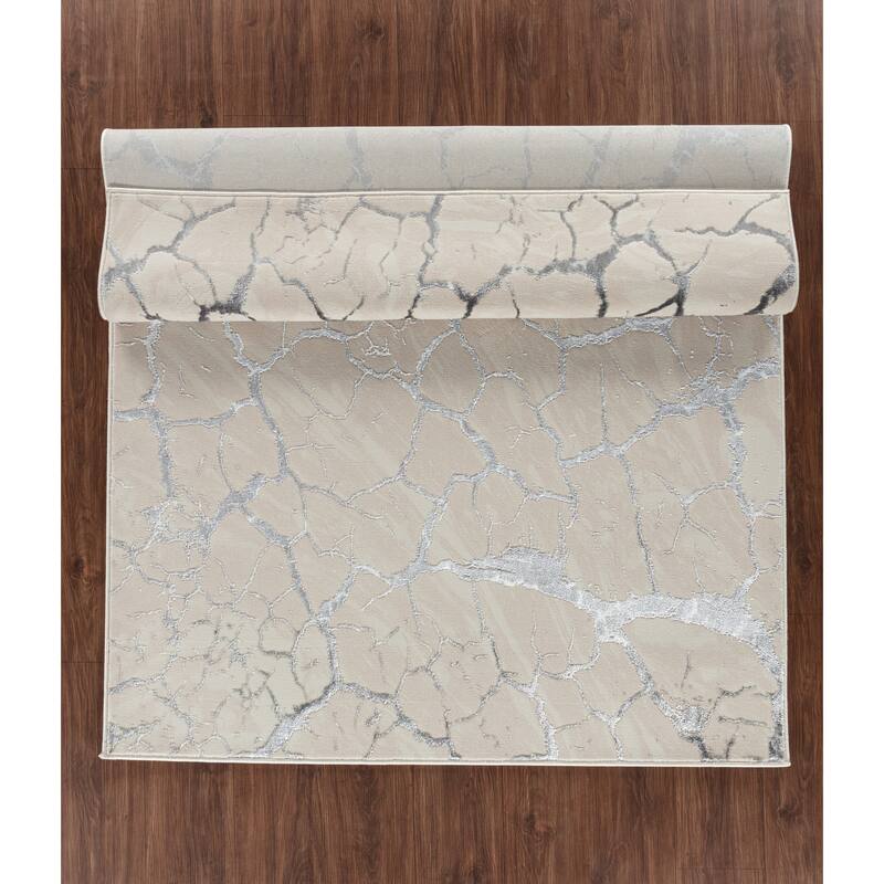 Maz Collection Beige/Gray Contemporary Area Rug