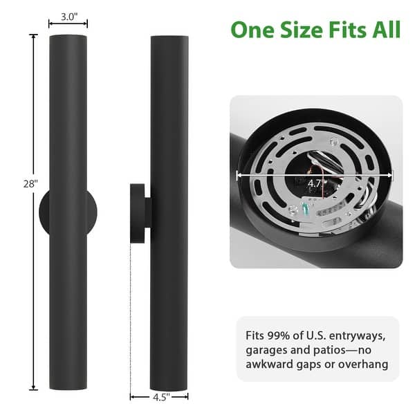 dimension image slide 0 of 4, LamQee Modern Black Aluminum Cylinder LED Outdoor Wall Lights