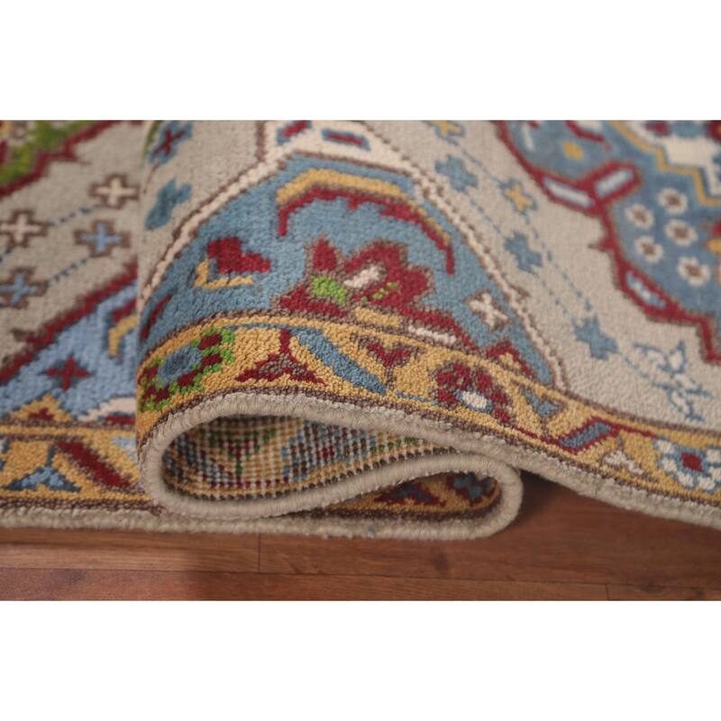Gray Geometric Kazak Oriental Accent Rug Handmade Wool Carpet - 2'7"x 5'11"