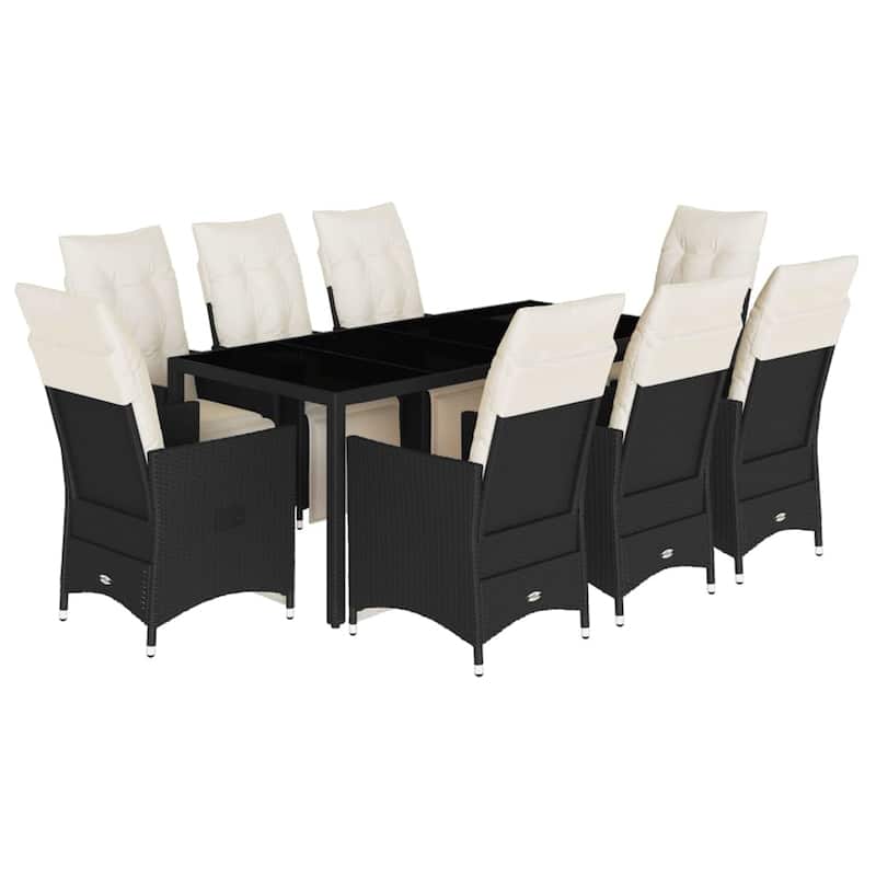 vidaXL Patio Dining Set with Cushions Outdoor Table and Chairs Bistro Set Black