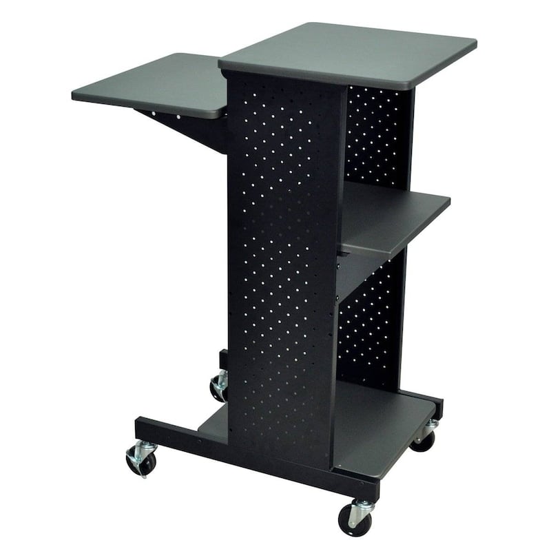 Mobile Standing Desk Cart with Adjustable Keyboard Tray and Rolling Casters for Office Use