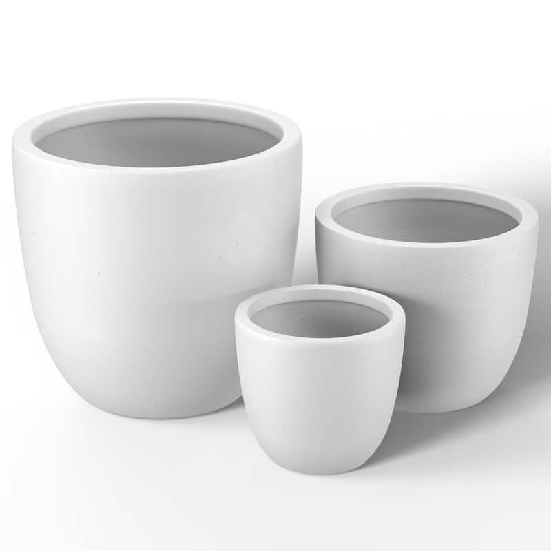 Tall Concrete Round Plant Pots / Large Indoor and Outdoor flower Planters