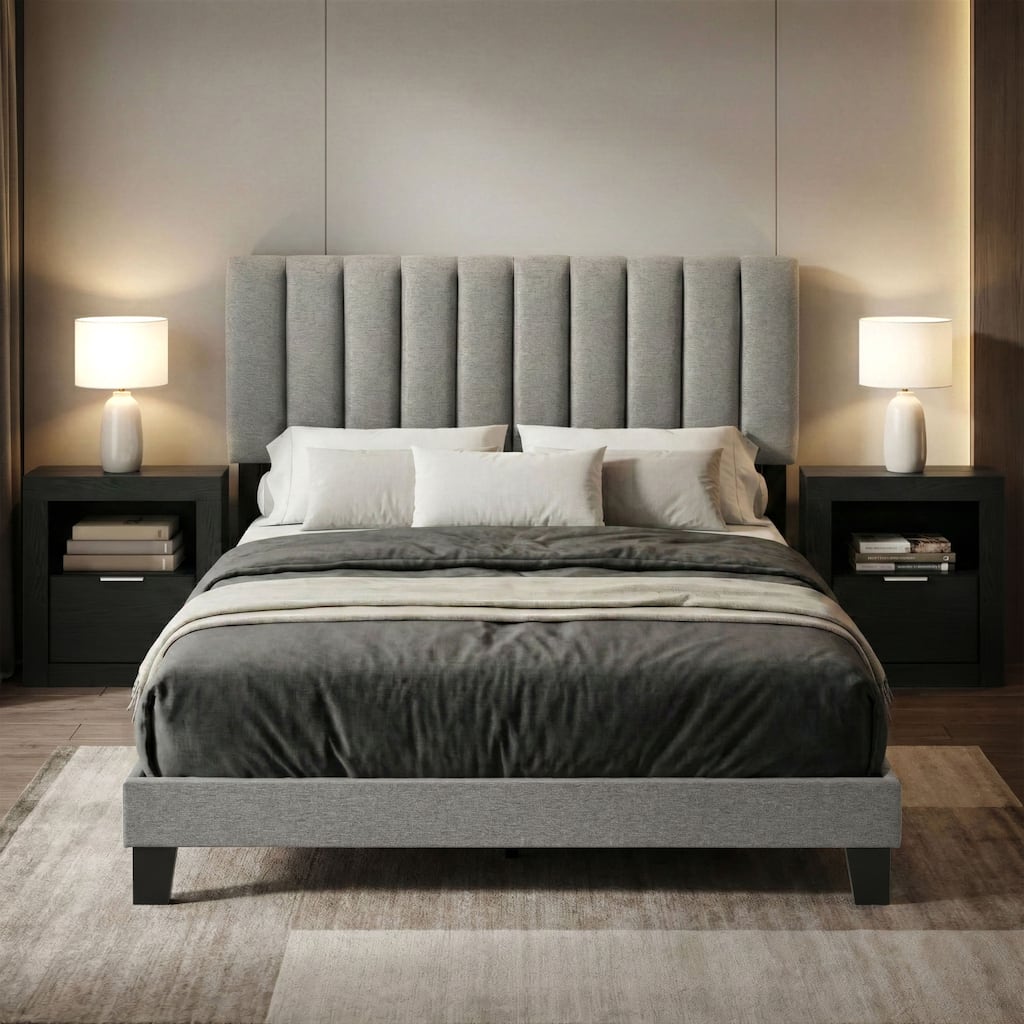 Furniture of America Merro Modern 3-Piece Solid Wood Bedroom Set with 2 Nightstands