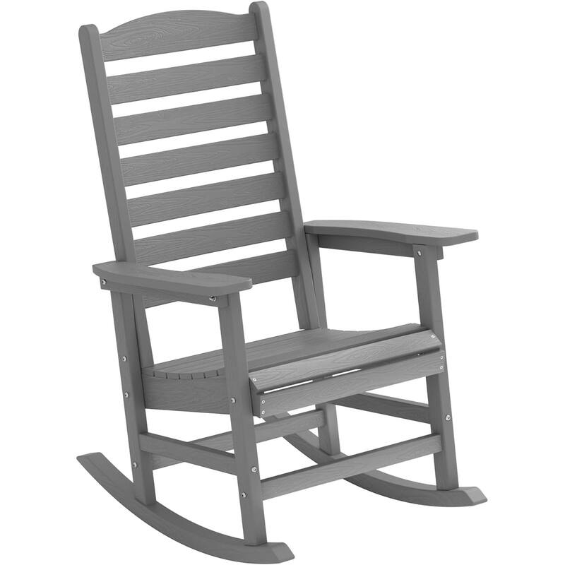 WINSOON All Weather HIPS Outdoor Rocking Chair with Curved Backrest - Single - Grey