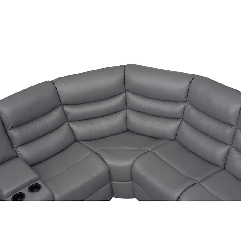 106'' Manual Reclining Modular Sectional Couch with 1 Console & 2 Cup Holders, Living Room/Office