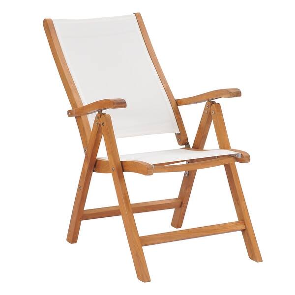 Shop California Teak Wood Reclining Chair With White Batyline Sling Overstock 31303330