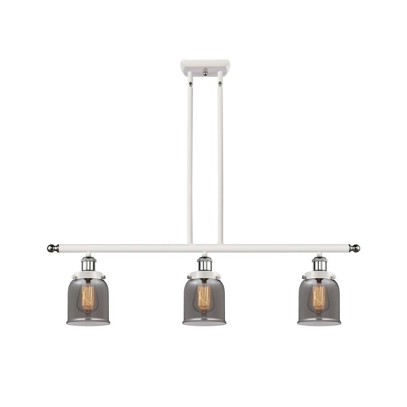 Innovations Lighting 916-3I-10-36 Bell Linear Bell 3 Light 36" Wide - White and Polished Chrome / Plated Smoke