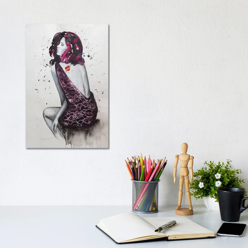 iCanvas "Mom Tattoo Fucshia" by Tara Gamel Canvas Print - 12x8x0.75