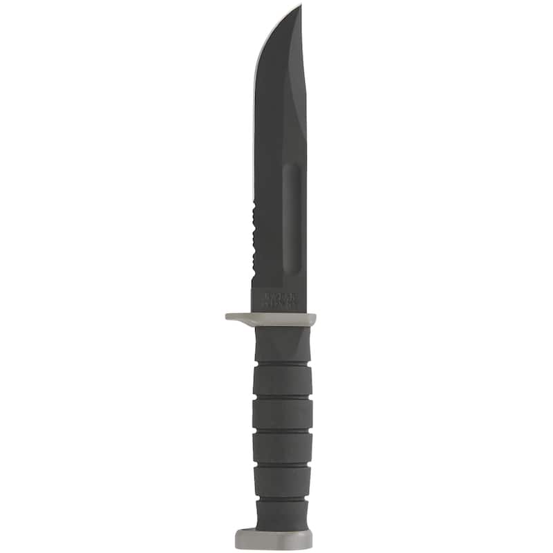 KA-BAR Blade D2 Extreme Partially Serrated Knife w/ Plastic Sheath - Black
