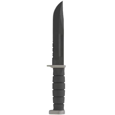 KA-BAR Blade D2 Extreme Partially Serrated Knife w/ Plastic Sheath - Black