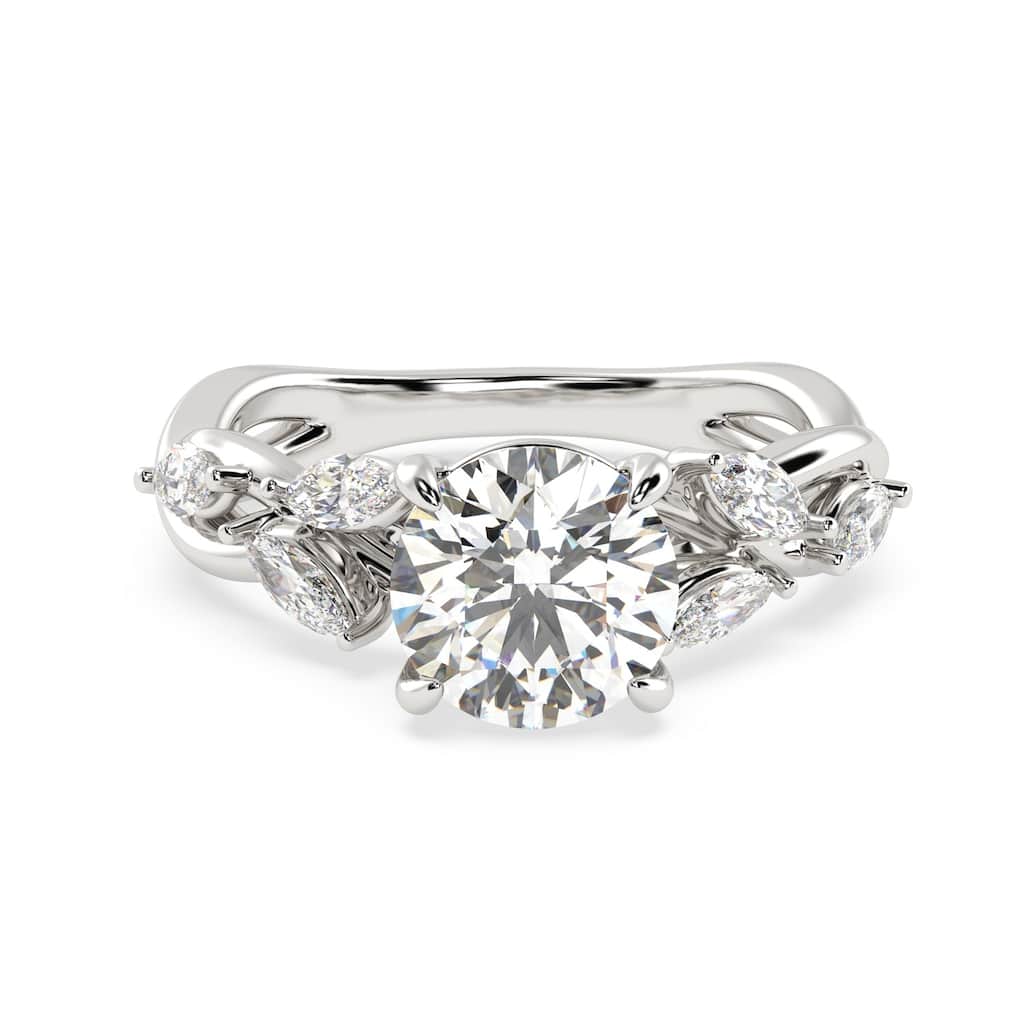 Auriya 14K Gold Lab Grown Diamond Round Twisted Marquise Vine Engagement Ring 1.36 - 5.36ct. tw. (E-F, VS)