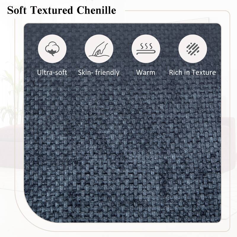 Cloud Upholstered Sectional Sleeper Sofa Deep Seat Recliner Couch with Pockets & Chaise Lounge for Living Room, Chenille 3 Seat
