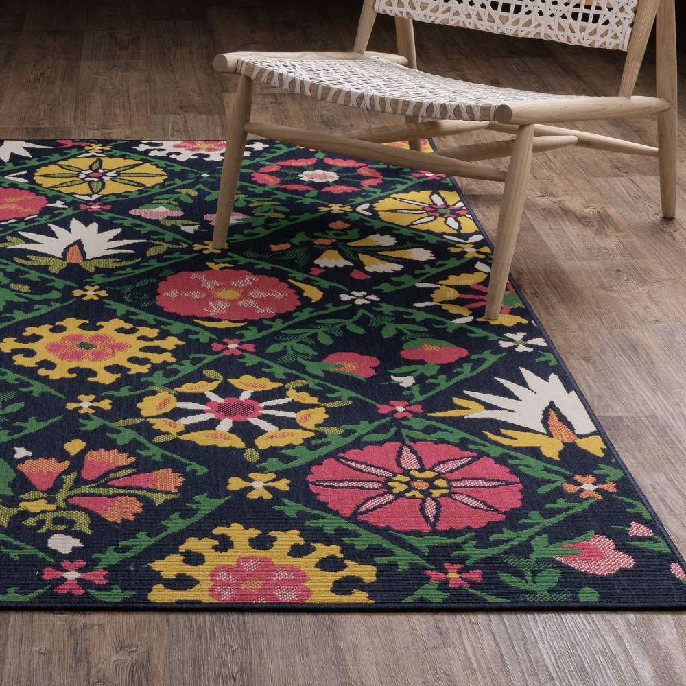 Harlowe Bold Boho Floral Navy/ Multi Area Rug