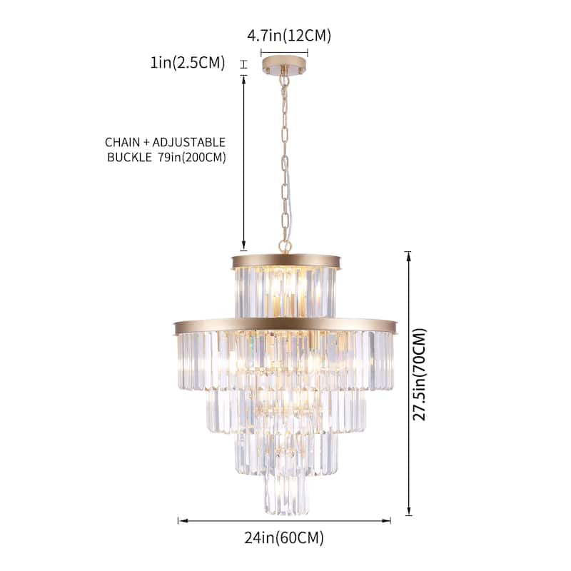 Golden Luxury Crystal Chandelier Modern Chandeliers Lights Fixture Hanging Pendant Light Fixture Dia 23.6 Inch-Gold