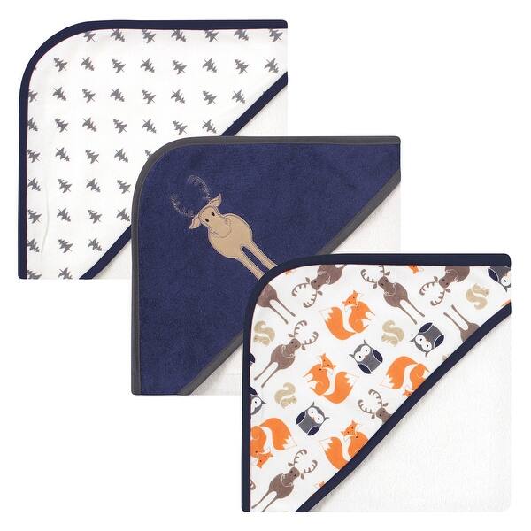 slide 1 of 1, Hudson Baby Infant Boy Cotton Rich Hooded Towels, Blue Moose, One Size - Blue Moose - One Size One Size - Blue Moose