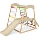 preview thumbnail 3 of 8, 6-in-1 Indoor Jungle Gym Kids Wooden Playground with Monkey Bars-Multicolor - Multicolor - 81" x 44" x 47"