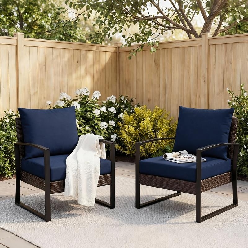 Waterproof Outdoor Patio Chair Cushions with Handles & Ties, Fade-Resistant Pads for Dining Chairs and Couch Furniture