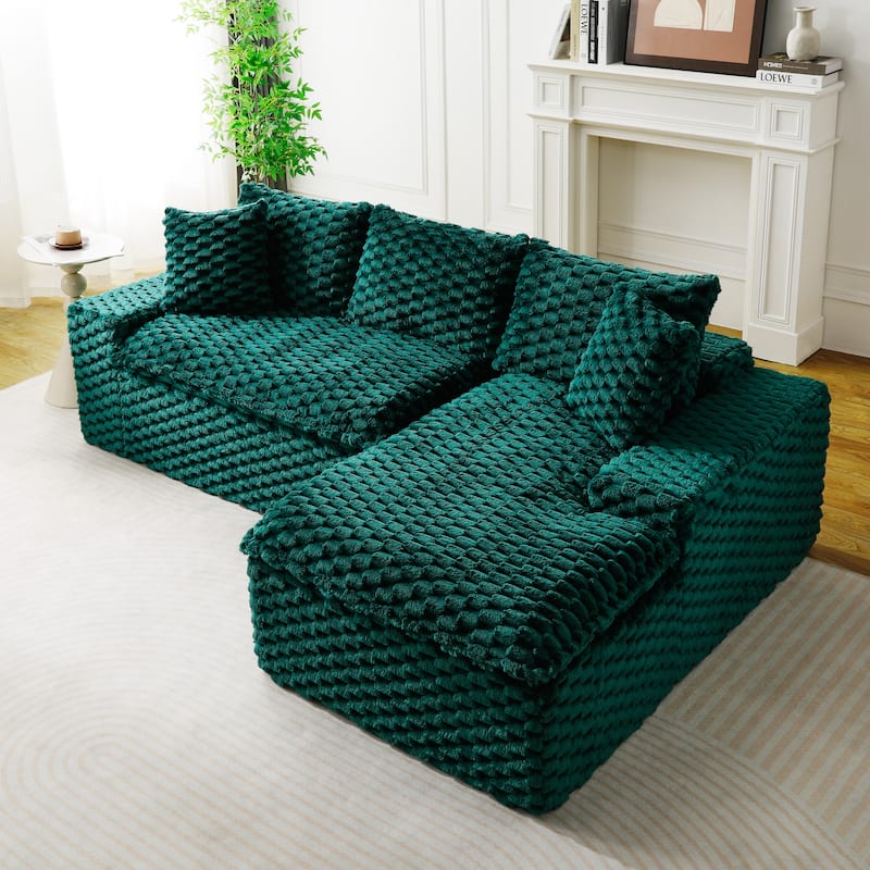 L-Shaped Sleeper Sectional Sofa Convertible Straight Sofa, Loveseat and Chaise Lounge Set for Living Room