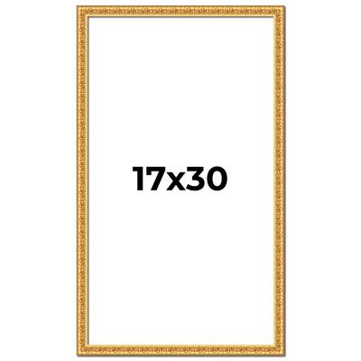 17x30 Frame Gold Real Wood Picture Frame Width 1 inches | Interior