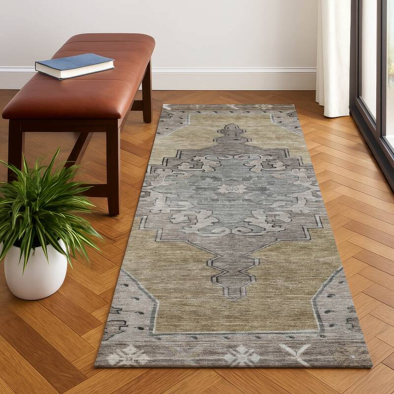 Premium Washable Super Soft Vintage Traditional Mayfield Rug - Beige - 2'3" x 7'6"