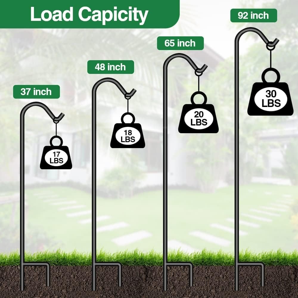 american gardenworks urbangarden 65 single shepherd hook weight capacity GOFORWILD 4 Pack Inch Adjustable for Garden Decor The versatile design is perfect for hanging bird feeders Ashman Online 65 in. Steel