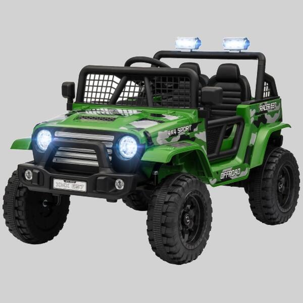 slide 2 of 3, 12V Ride-On Truck for Toddlers, Dual Motor Electric Car with Parent Remote, LED Lights, 3 MPH Speed, Music & Horn Green