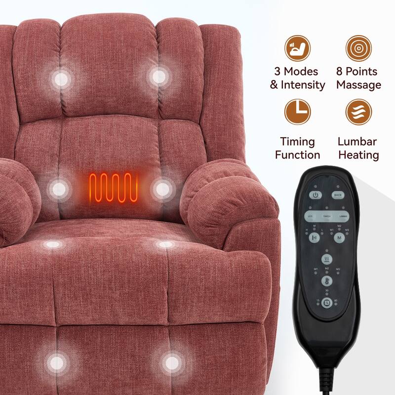 Dual Motor Heat Massage Infinite Position Power Lift Recliners with Power-Remote