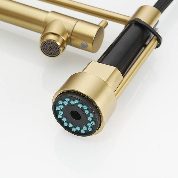 Brushed Gold Kitchen Faucet with Pull-Down Sprayer - Spout Height : 3.62"Spout Reach : 9.25"