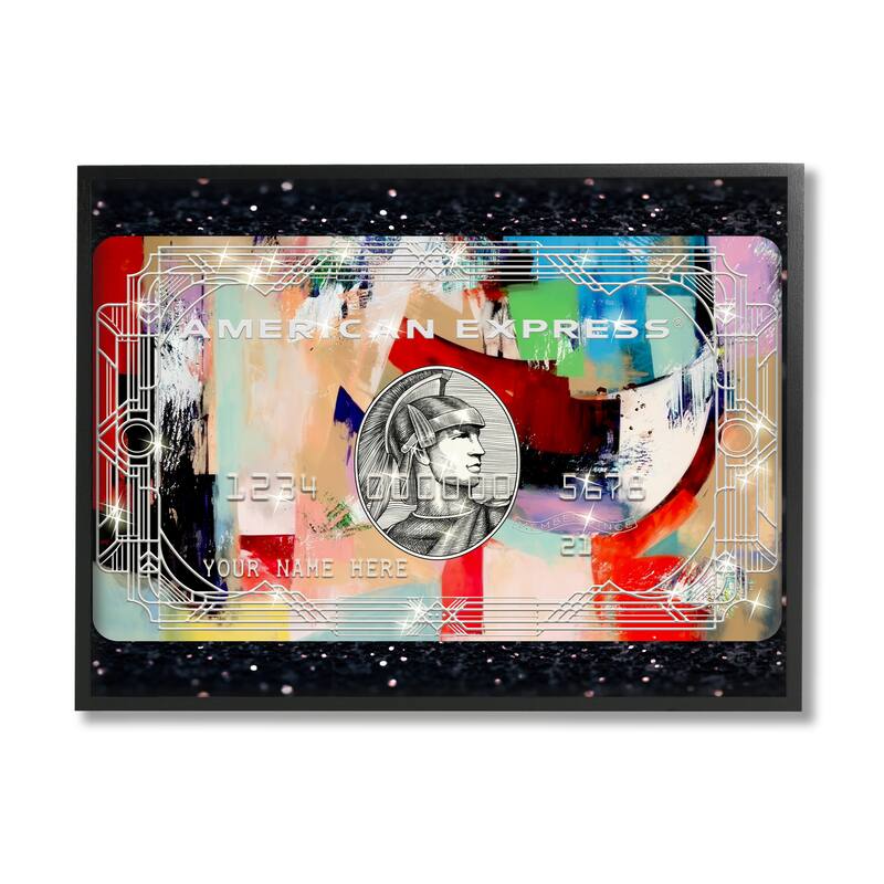 Stupell Credit Card on Framed Giclee Art Design by Ziwei Li - 14 x 11 - Black