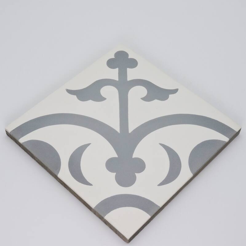 Handmade Nador in White and Grey Tile, Pack of 12 (Morocco)