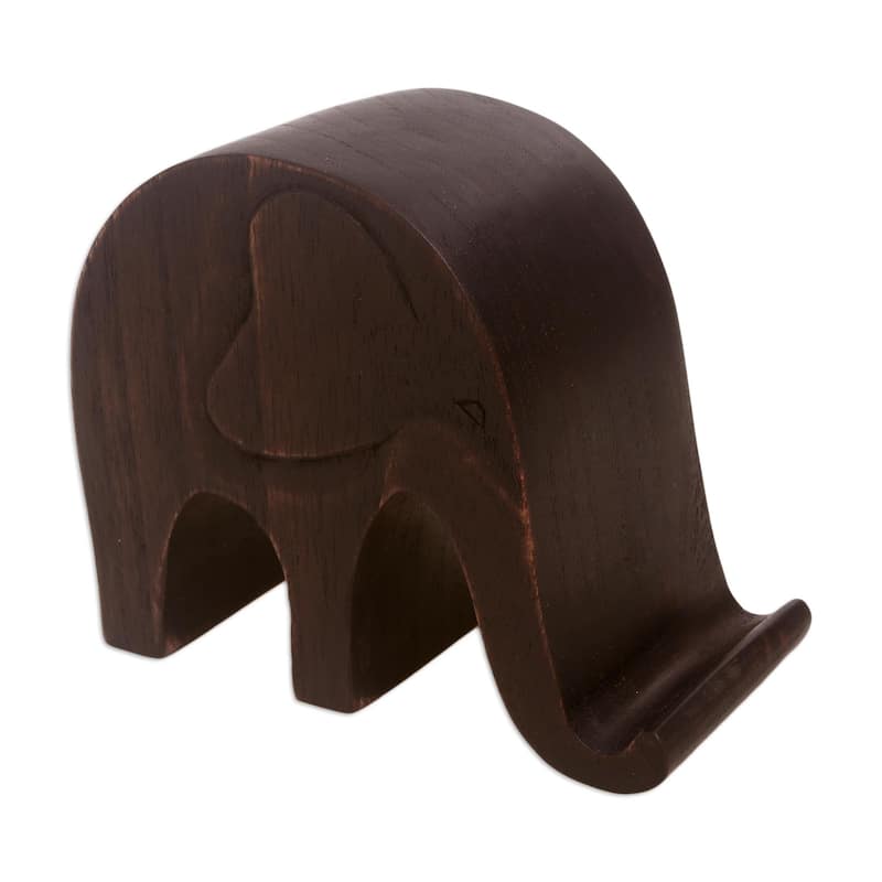 Novica Handmade An Elephant Never Forgets Wood Phone Holder