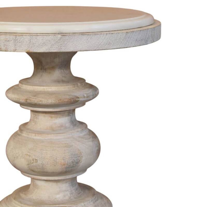 Solid Wood The Bellis Marble Accent Table