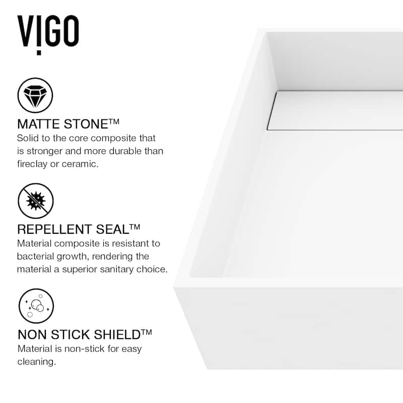 VIGO Montauk 15"L x 15"W MatteStone Vessel Sink and Lexington 10"H Faucet Set
