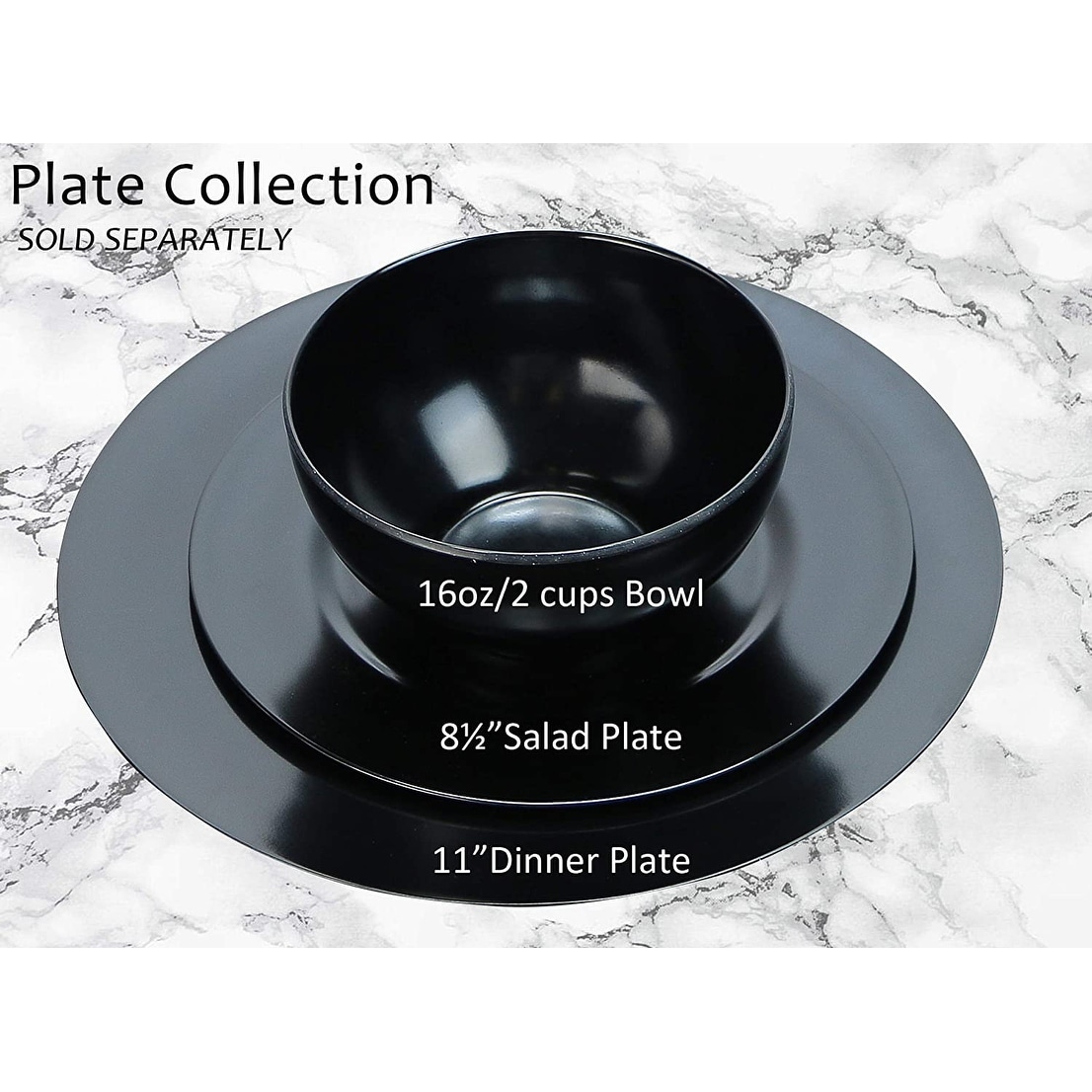 Set of 6 Black Calypso Basics by Reston Lloyd Melamine Dinner Plate