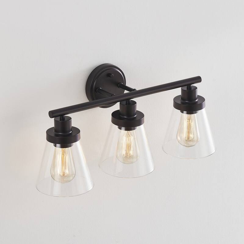 KAWOTI 22.25 inch 3-Light Bathroom Vanity Light with Bell Glass Shade