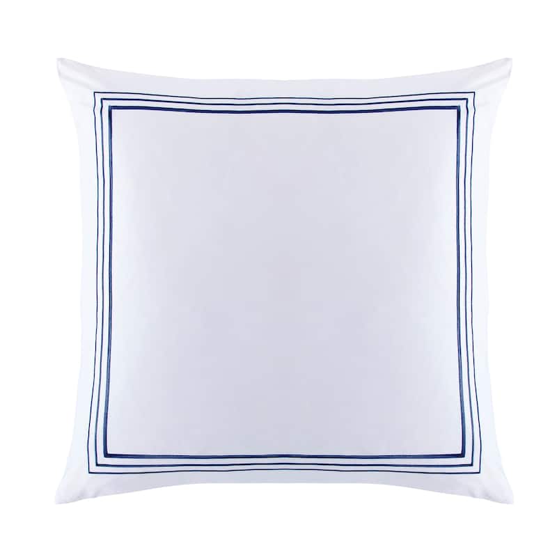 HiEnd Accents 100% Cotton Hotel Luxury Embroidered Border Euro Sham, 27"x27", 1PC - Navy