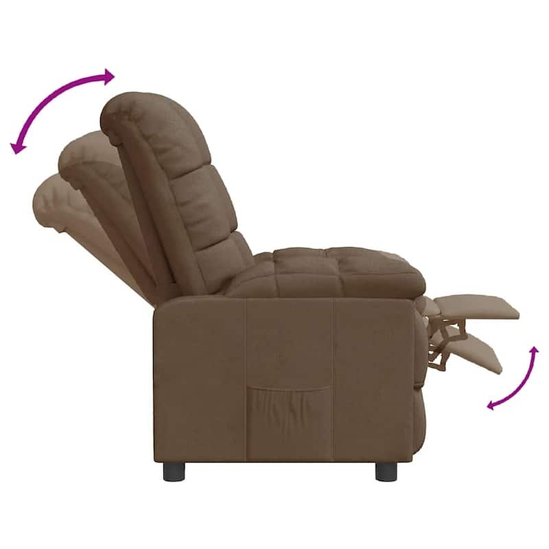 vidaXL Recliner Brown Fabric - 29.1" x 39" x 40.2"