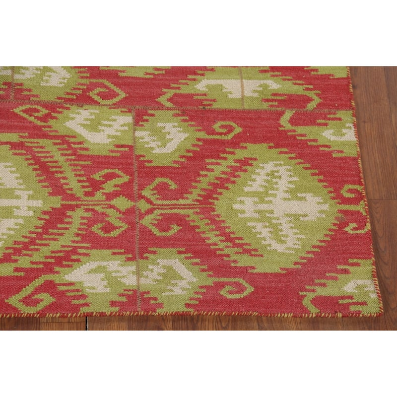 Flat Weave Kilim Indian Area Rug Hand-Knotted Wool Carpet - 4'10"x 7'11"