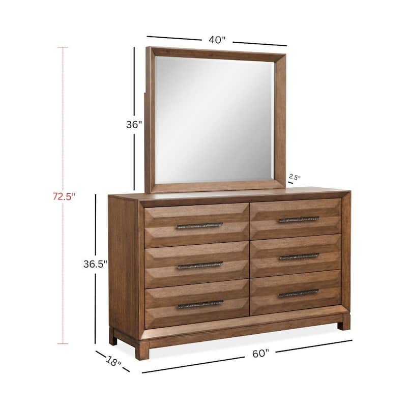 Magnussen Home Callisto Bourbon Brown Double Drawer Dresser With Landscape Mirror